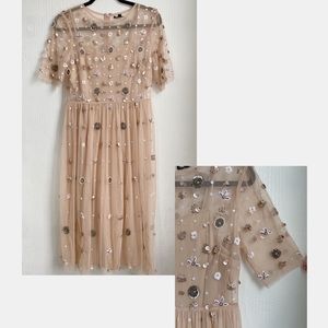 Gianni Bini champagne colored embellished dress